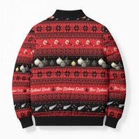 New Zealand Darts Christmas Bomber Puffer Jacket Merry Xmas Aotearoa Maori Red - Polynesian Pride