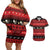 New Zealand Darts Christmas Couples Matching Off Shoulder Short Dress and Hawaiian Shirt Merry Xmas Aotearoa Maori Red - Polynesian Pride
