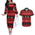 New Zealand Darts Christmas Couples Matching Off The Shoulder Long Sleeve Dress and Hawaiian Shirt Merry Xmas Aotearoa Maori Red - Polynesian Pride