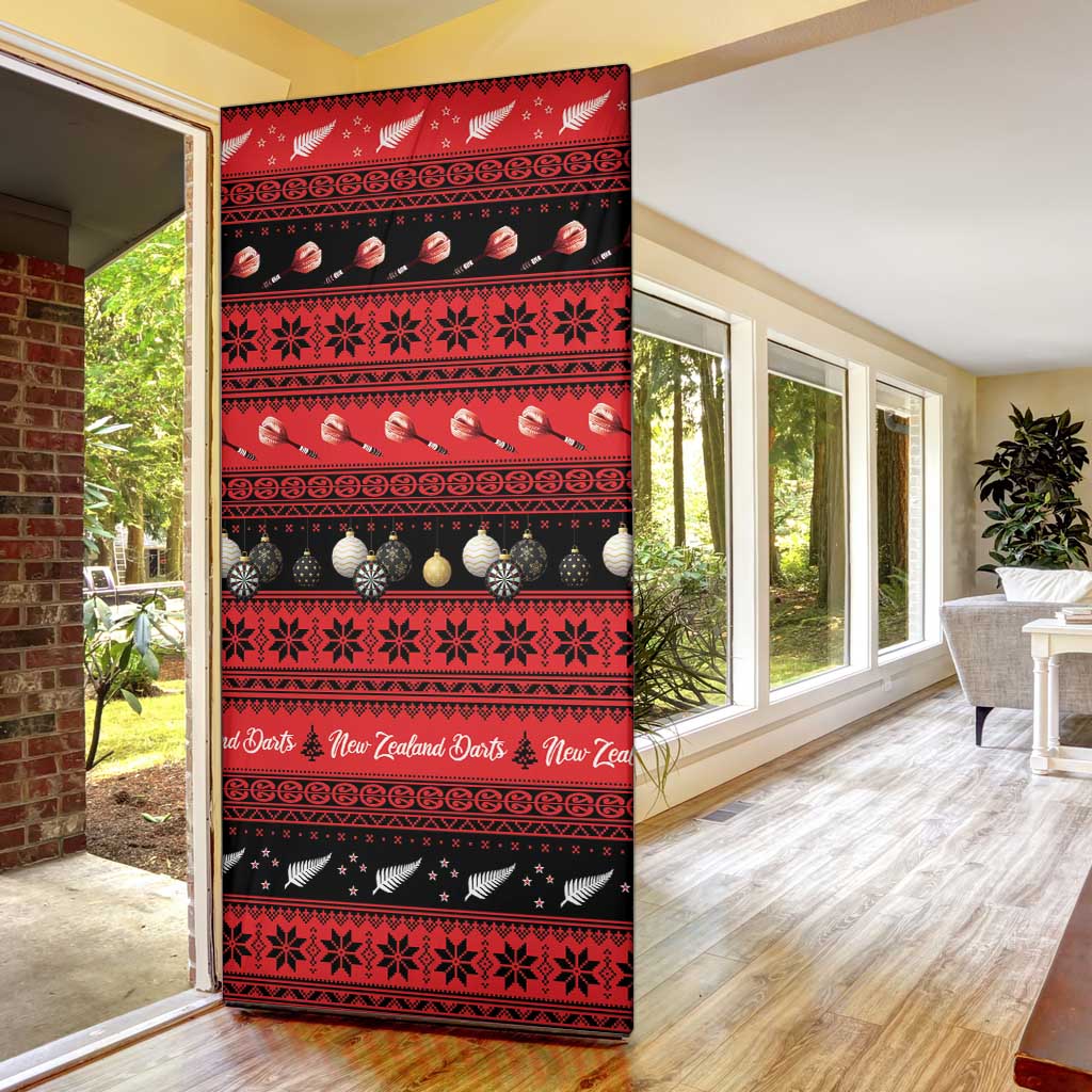 New Zealand Darts Christmas Door Cover Merry Xmas Aotearoa Maori Red - Polynesian Pride
