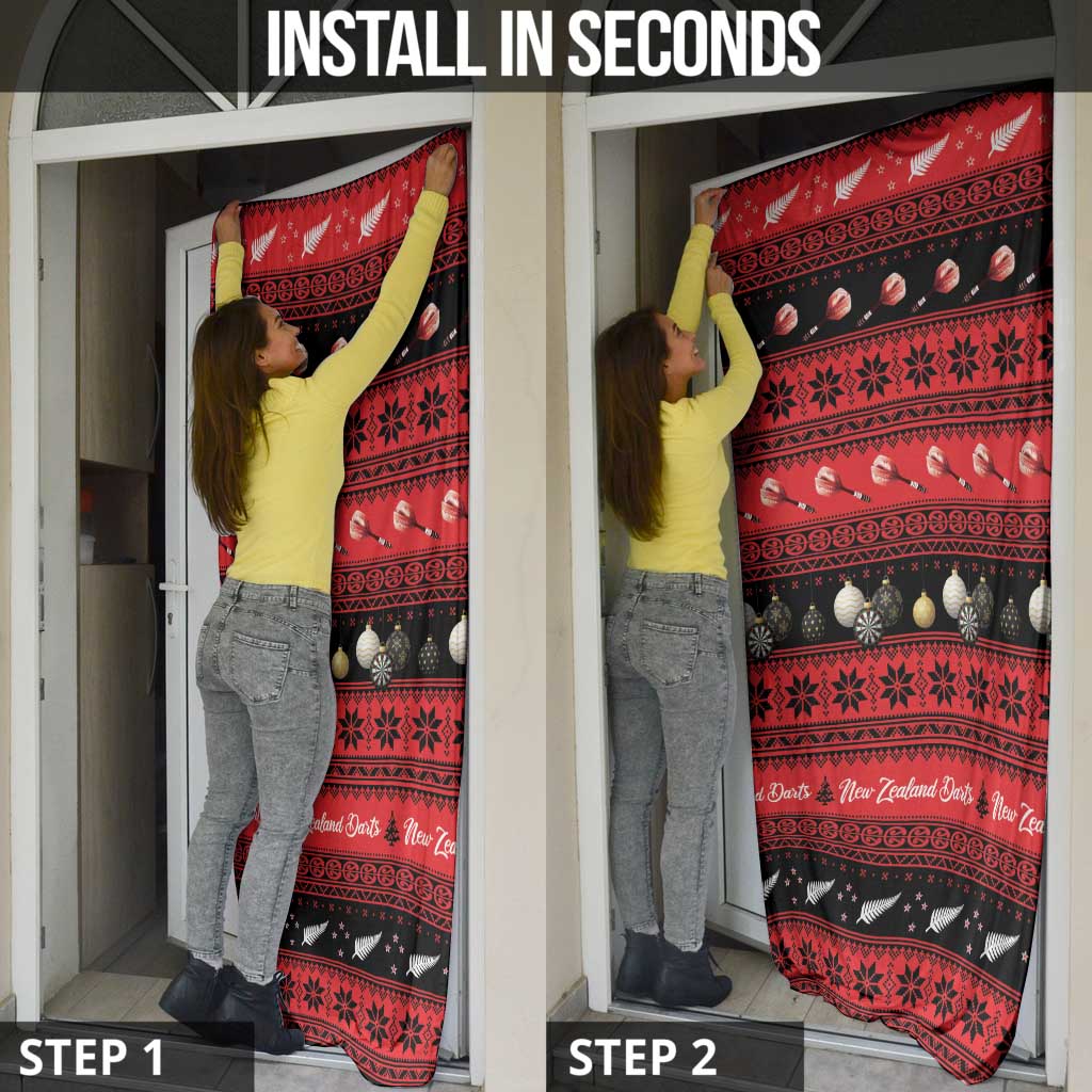 New Zealand Darts Christmas Door Cover Merry Xmas Aotearoa Maori Red - Polynesian Pride