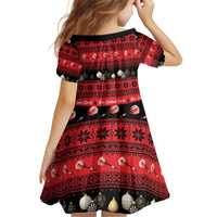 New Zealand Darts Christmas Kid Short Sleeve Dress Merry Xmas Aotearoa Maori Red - Polynesian Pride