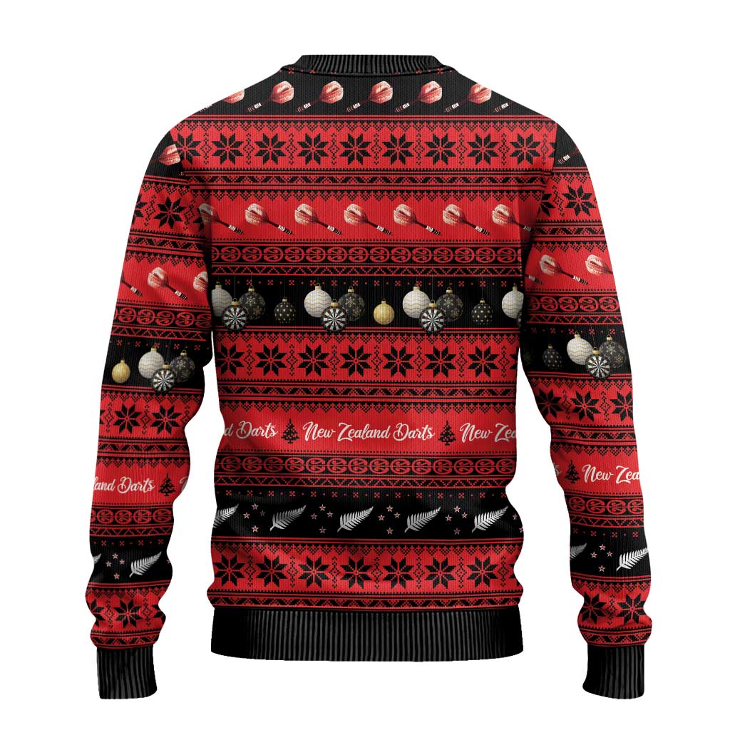 New Zealand Darts Christmas Ugly Christmas Sweater Merry Xmas Aotearoa Maori Red - Polynesian Pride
