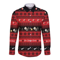 New Zealand Darts Christmas Long Sleeve Button Shirt Merry Xmas Aotearoa Maori Red - Polynesian Pride