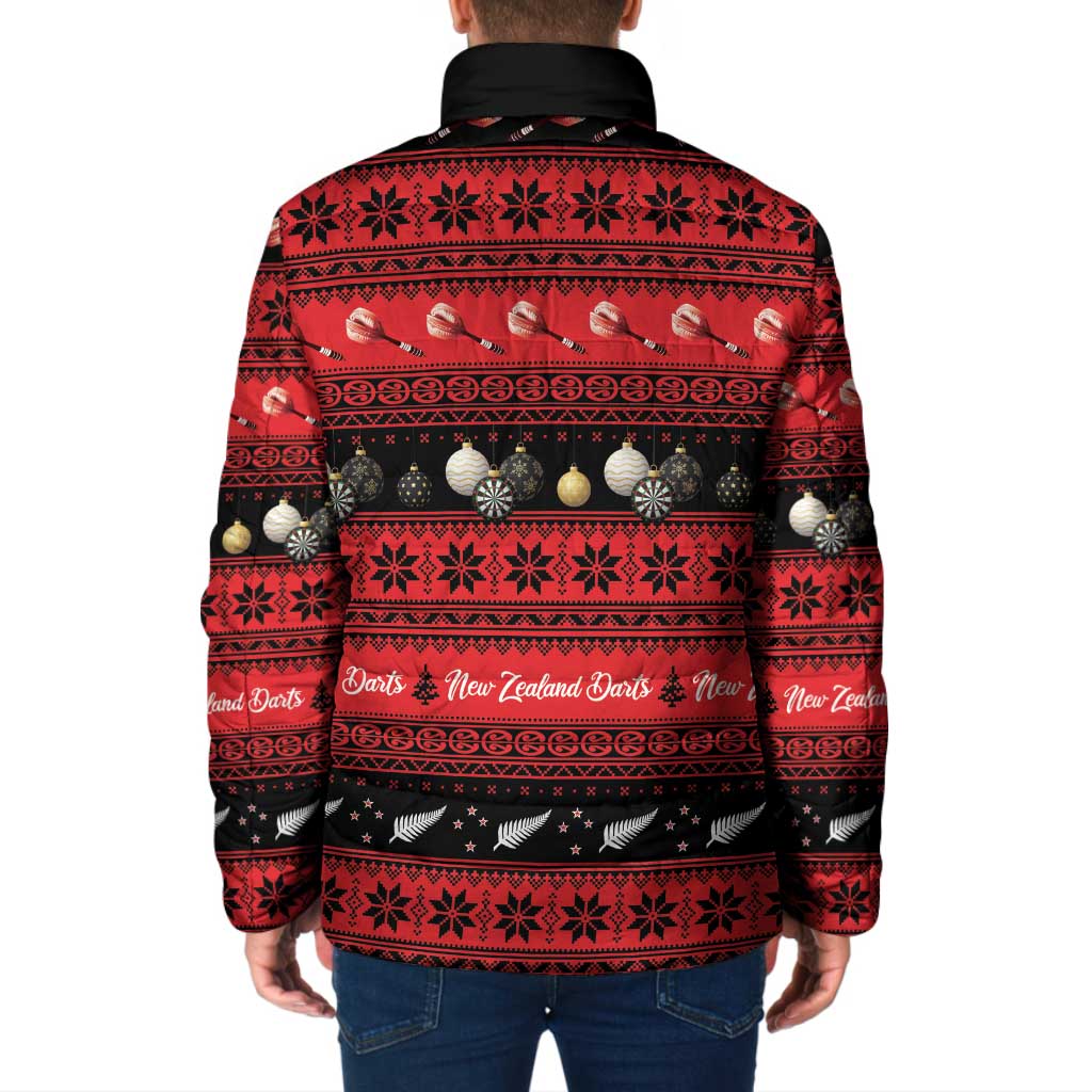 New Zealand Darts Christmas Padded Jacket Merry Xmas Aotearoa Maori Red - Polynesian Pride