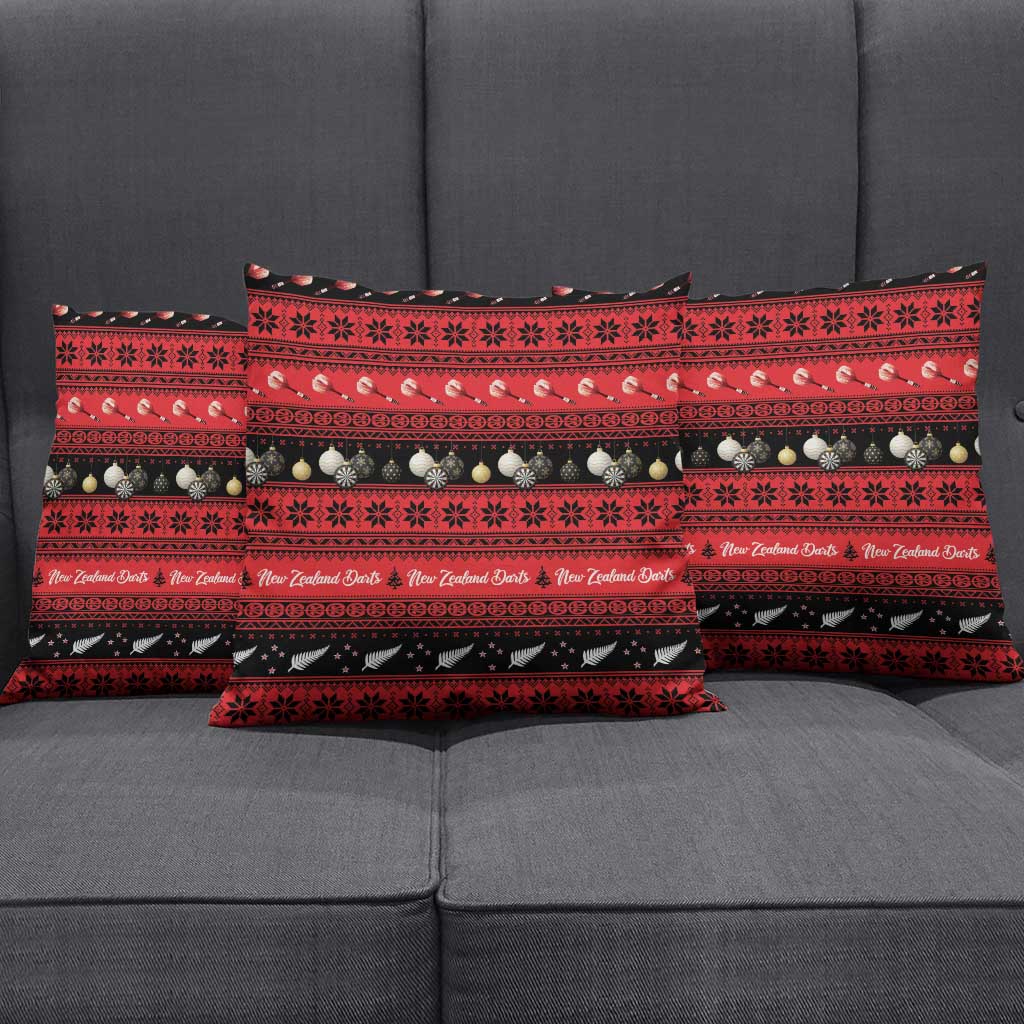 New Zealand Darts Christmas Pillow Cover Merry Xmas Aotearoa Maori Red - Polynesian Pride
