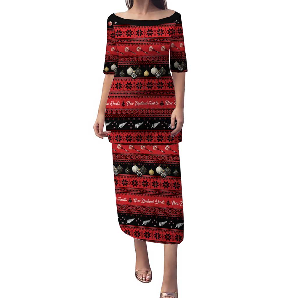 New Zealand Darts Christmas Puletasi Merry Xmas Aotearoa Maori Red - Polynesian Pride