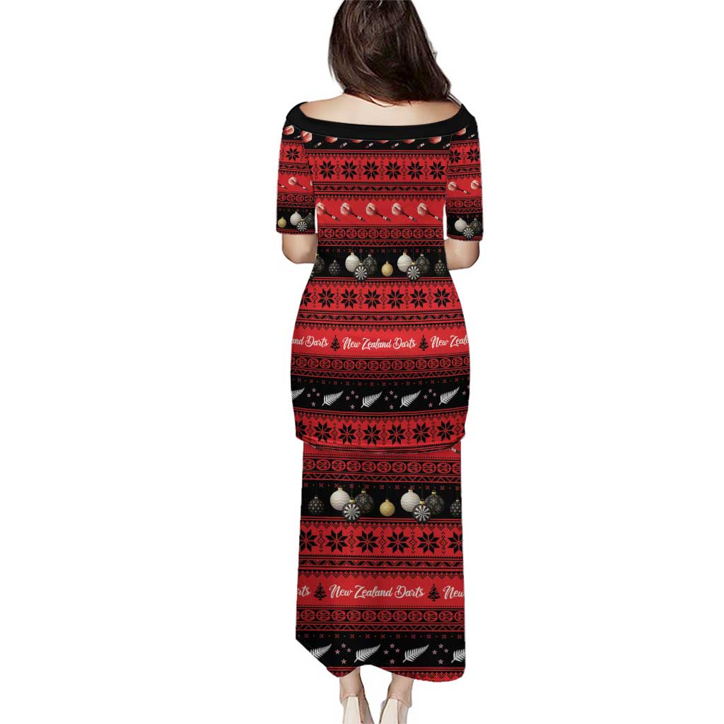 New Zealand Darts Christmas Puletasi Merry Xmas Aotearoa Maori Red - Polynesian Pride