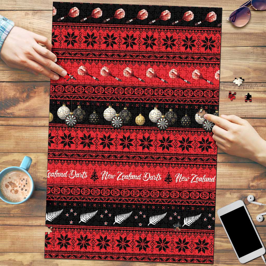 New Zealand Darts Christmas Puzzle Merry Xmas Aotearoa Maori Red - Polynesian Pride