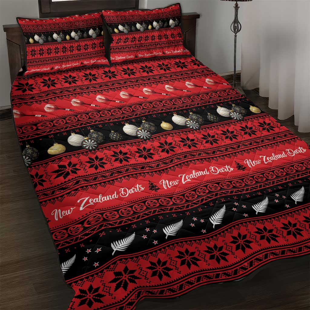 New Zealand Darts Christmas Quilt Bed Set Merry Xmas Aotearoa Maori Red - Polynesian Pride