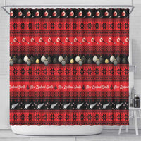 New Zealand Darts Christmas Shower Curtain Merry Xmas Aotearoa Maori Red - Polynesian Pride