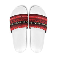 New Zealand Darts Christmas Slide Sandals Merry Xmas Aotearoa Maori Red - Polynesian Pride