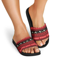 New Zealand Darts Christmas Slide Sandals Merry Xmas Aotearoa Maori Red - Polynesian Pride