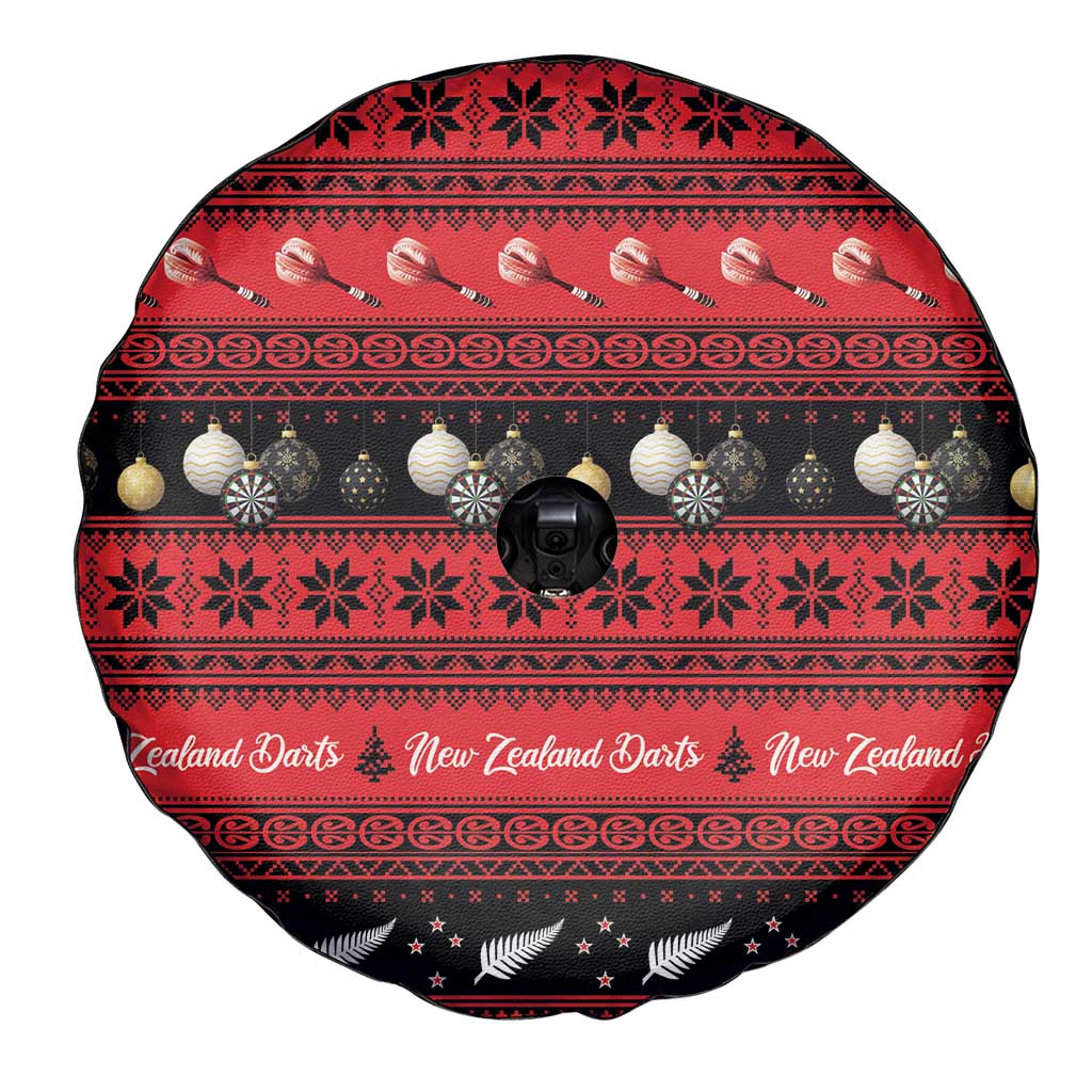 New Zealand Darts Christmas Spare Tire Cover Merry Xmas Aotearoa Maori Red - Polynesian Pride