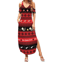New Zealand Darts Christmas Summer Maxi Dress Merry Xmas Aotearoa Maori Red - Polynesian Pride