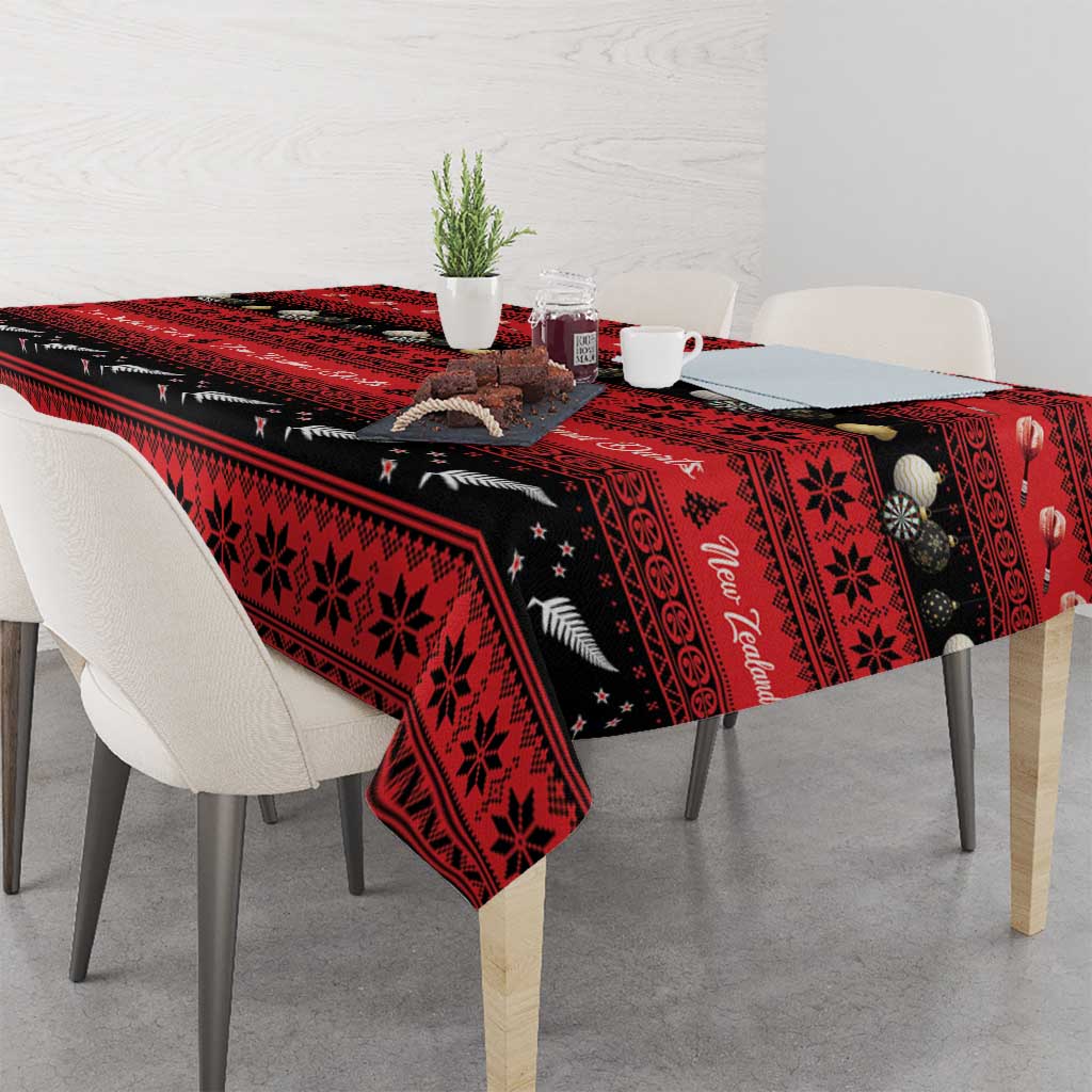 New Zealand Darts Christmas Tablecloth Merry Xmas Aotearoa Maori Red - Polynesian Pride