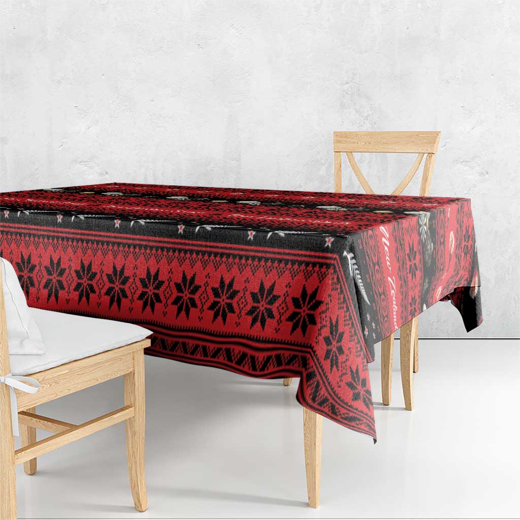 New Zealand Darts Christmas Tablecloth Merry Xmas Aotearoa Maori Red - Polynesian Pride