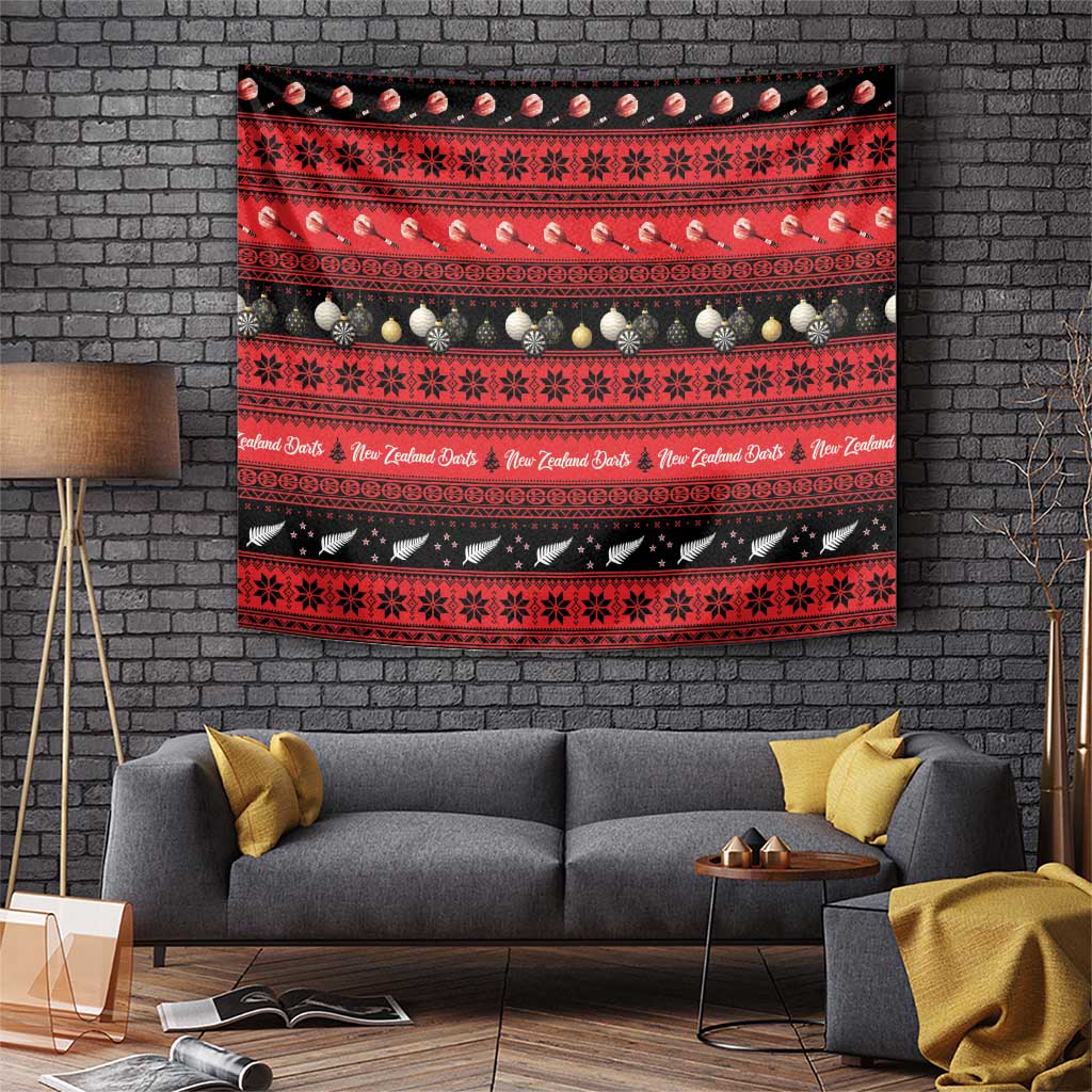 New Zealand Darts Christmas Tapestry Merry Xmas Aotearoa Maori Red - Polynesian Pride