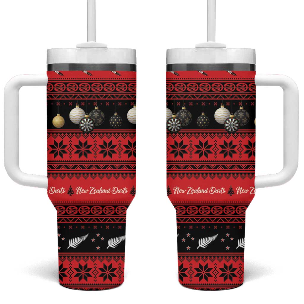 New Zealand Darts Christmas Tumbler With Handle Merry Xmas Aotearoa Maori Red - Polynesian Pride