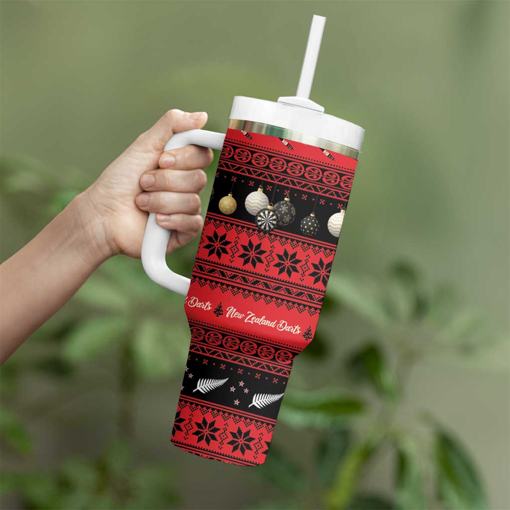 New Zealand Darts Christmas Tumbler With Handle Merry Xmas Aotearoa Maori Red - Polynesian Pride