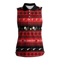 New Zealand Darts Christmas Women Sleeveless Polo Shirt Merry Xmas Aotearoa Maori Red - Polynesian Pride