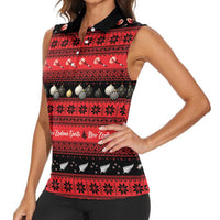 New Zealand Darts Christmas Women Sleeveless Polo Shirt Merry Xmas Aotearoa Maori Red - Polynesian Pride