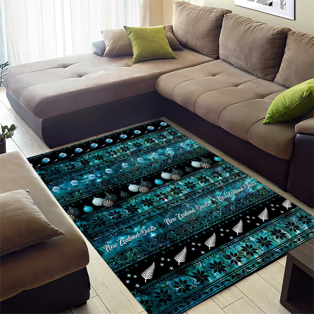 New Zealand Darts Christmas Area Rug Merry Xmas Aotearoa Maori Paua Shell - Polynesian Pride