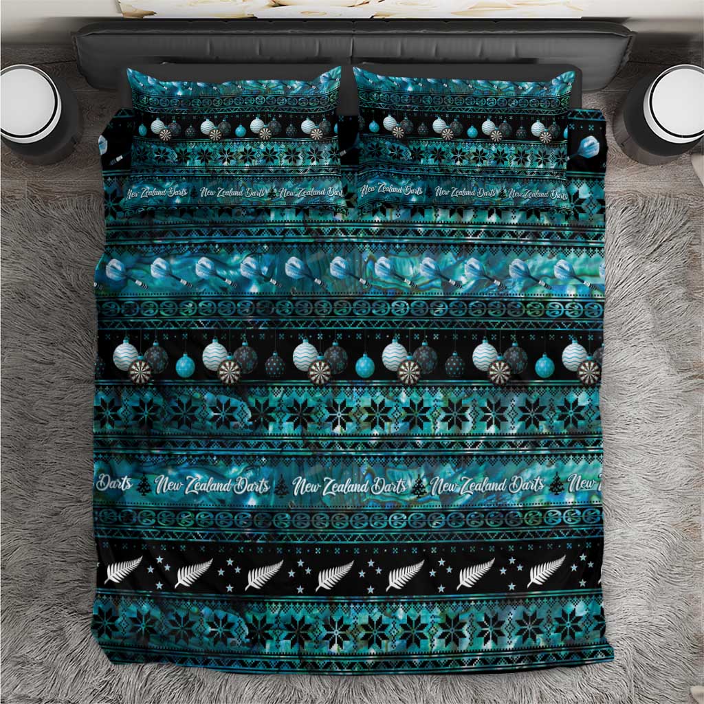 New Zealand Darts Christmas Bedding Set Merry Xmas Aotearoa Maori Paua Shell - Polynesian Pride
