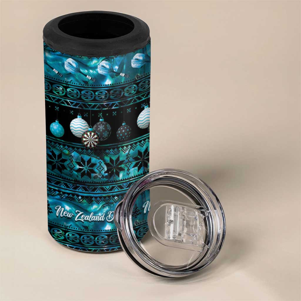 New Zealand Darts Christmas 4 in 1 Can Cooler Tumbler Merry Xmas Aotearoa Maori Paua Shell - Polynesian Pride