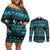 New Zealand Darts Christmas Couples Matching Off Shoulder Short Dress and Long Sleeve Button Shirt Merry Xmas Aotearoa Maori Paua Shell - Polynesian Pride