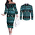 New Zealand Darts Christmas Couples Matching Off The Shoulder Long Sleeve Dress and Long Sleeve Button Shirt Merry Xmas Aotearoa Maori Paua Shell - Polynesian Pride