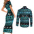 New Zealand Darts Christmas Couples Matching Short Sleeve Bodycon Dress and Long Sleeve Button Shirt Merry Xmas Aotearoa Maori Paua Shell - Polynesian Pride