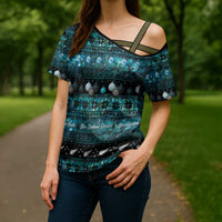 New Zealand Darts Christmas Cross Shoulder Shirt Merry Xmas Aotearoa Maori Paua Shell - Polynesian Pride