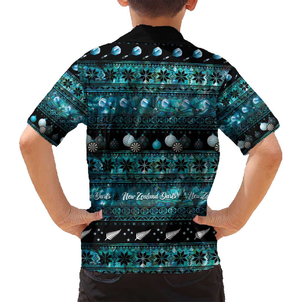 New Zealand Darts Christmas Family Matching Long Sleeve Bodycon Dress and Hawaiian Shirt Merry Xmas Aotearoa Maori Paua Shell - Polynesian Pride