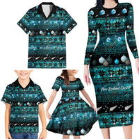 New Zealand Darts Christmas Family Matching Long Sleeve Bodycon Dress and Hawaiian Shirt Merry Xmas Aotearoa Maori Paua Shell - Polynesian Pride