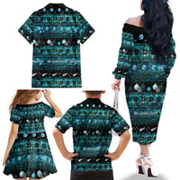 New Zealand Darts Christmas Family Matching Off The Shoulder Long Sleeve Dress and Hawaiian Shirt Merry Xmas Aotearoa Maori Paua Shell - Polynesian Pride
