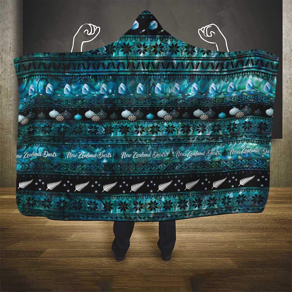 New Zealand Darts Christmas Hooded Blanket Merry Xmas Aotearoa Maori Paua Shell - Polynesian Pride