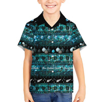 New Zealand Darts Christmas Kid Hawaiian Shirt Merry Xmas Aotearoa Maori Paua Shell - Polynesian Pride