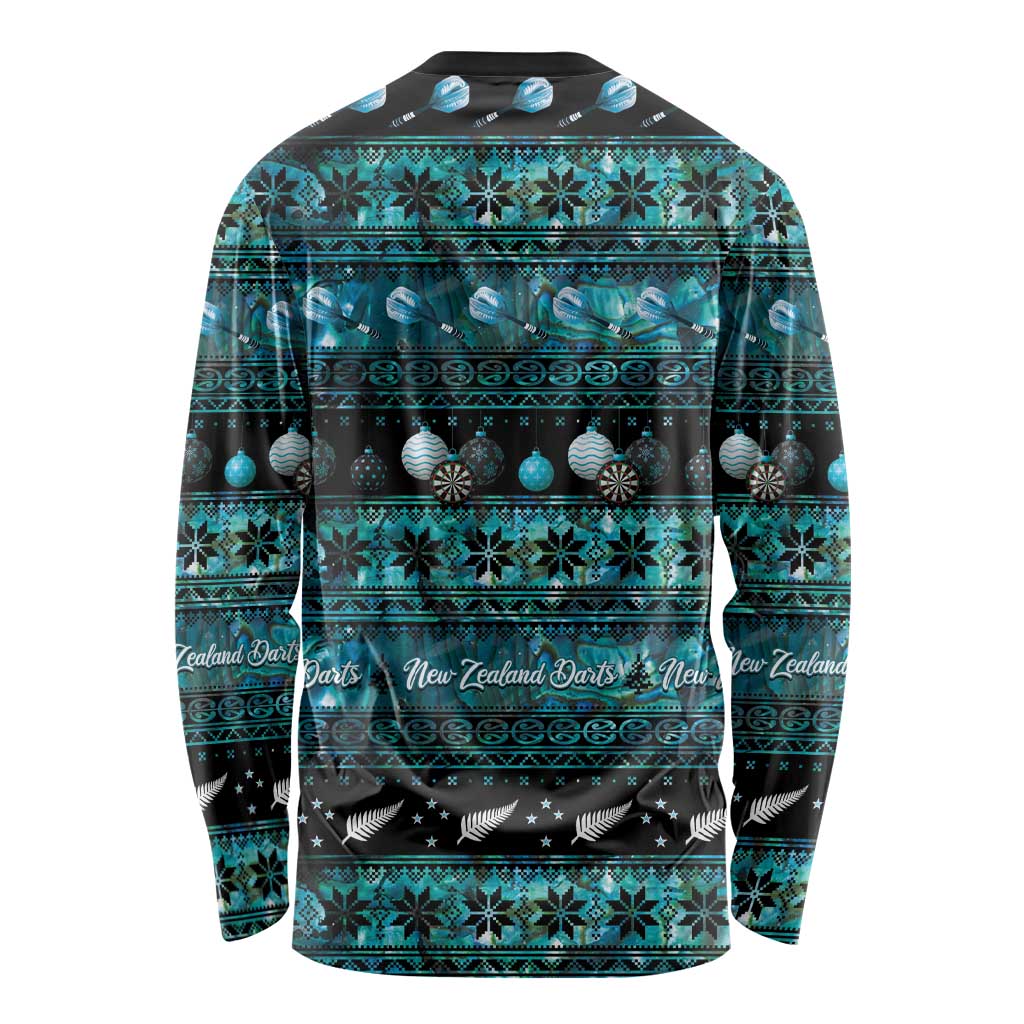 New Zealand Darts Christmas Long Sleeve Shirt Merry Xmas Aotearoa Maori Paua Shell - Polynesian Pride