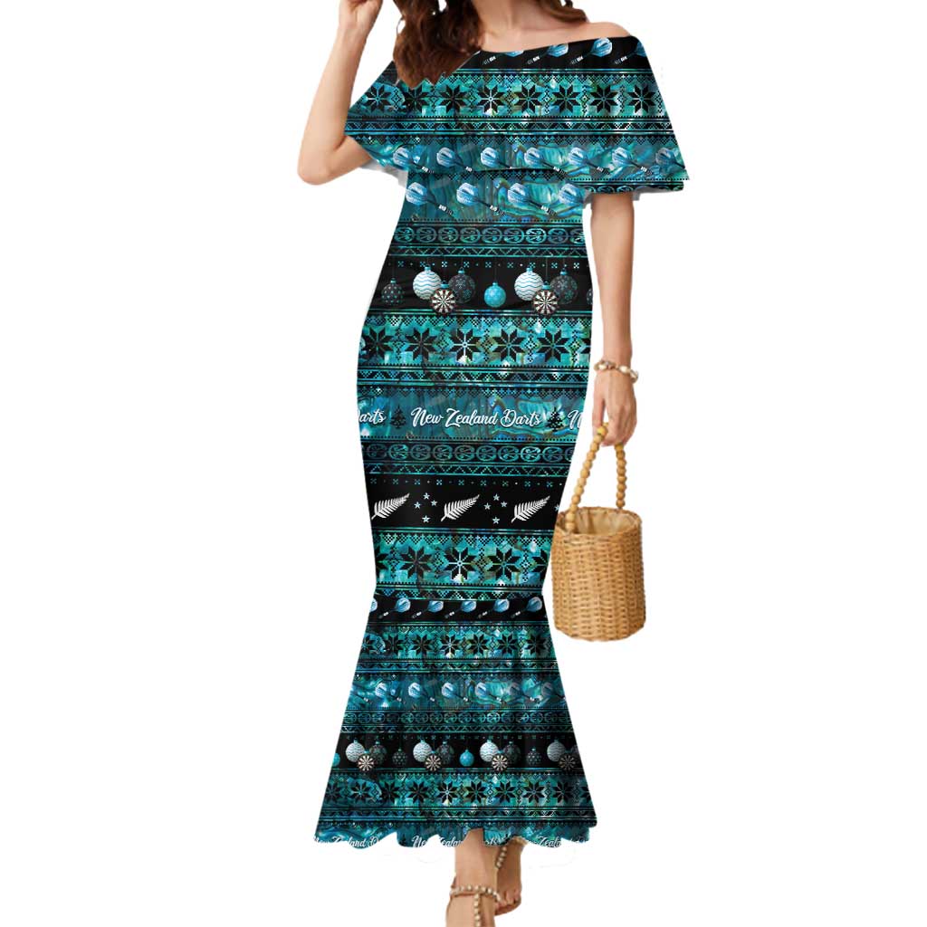 New Zealand Darts Christmas Mermaid Dress Merry Xmas Aotearoa Maori Paua Shell - Polynesian Pride