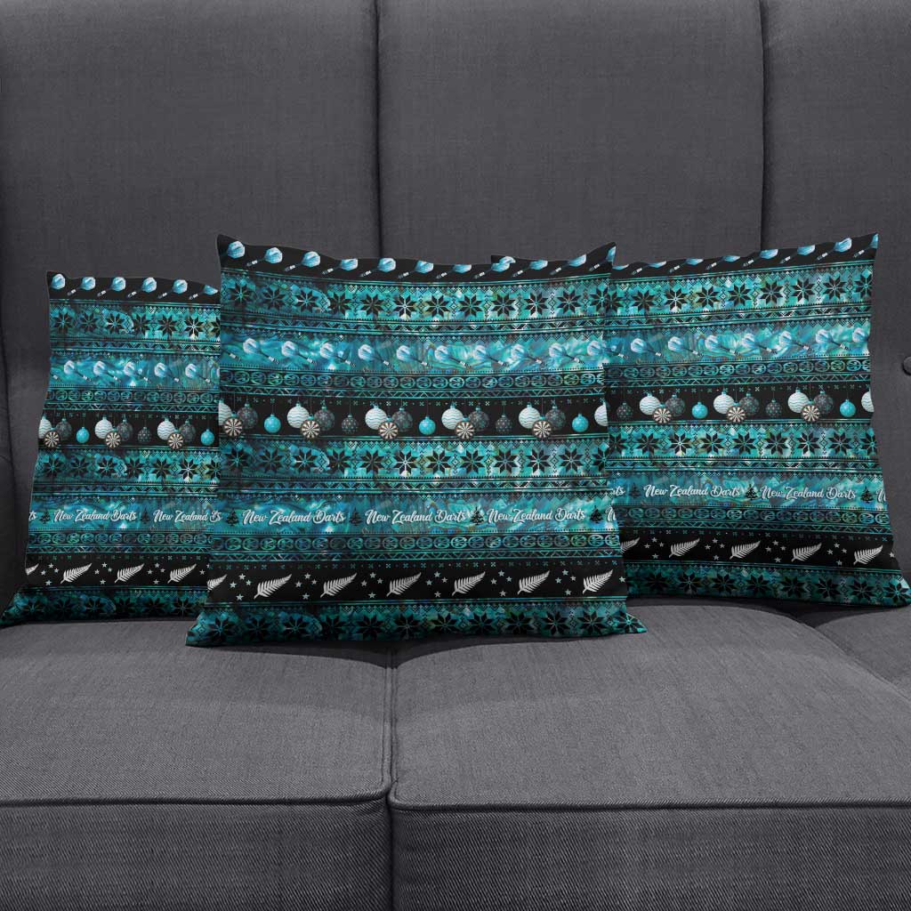 New Zealand Darts Christmas Pillow Cover Merry Xmas Aotearoa Maori Paua Shell - Polynesian Pride