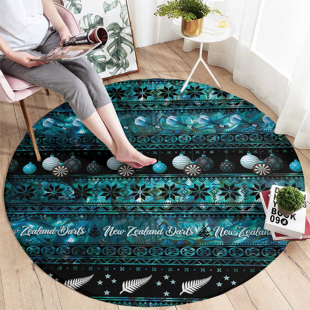 New Zealand Darts Christmas Round Carpet Merry Xmas Aotearoa Maori Paua Shell - Polynesian Pride