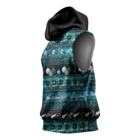 New Zealand Darts Christmas Sleeveless Hoodie Merry Xmas Aotearoa Maori Paua Shell - Polynesian Pride