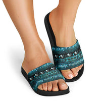 New Zealand Darts Christmas Slide Sandals Merry Xmas Aotearoa Maori Paua Shell - Polynesian Pride