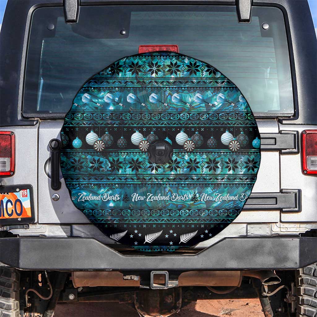 New Zealand Darts Christmas Spare Tire Cover Merry Xmas Aotearoa Maori Paua Shell - Polynesian Pride