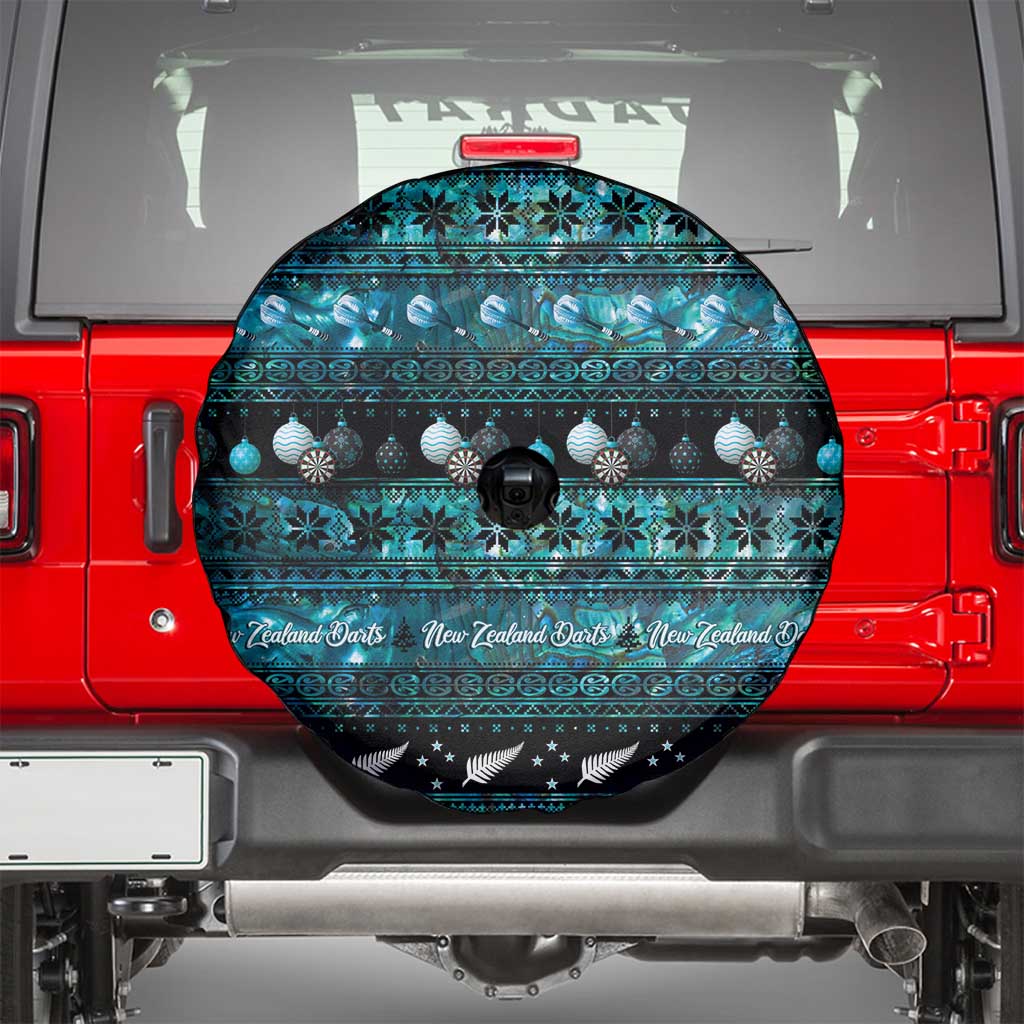 New Zealand Darts Christmas Spare Tire Cover Merry Xmas Aotearoa Maori Paua Shell - Polynesian Pride