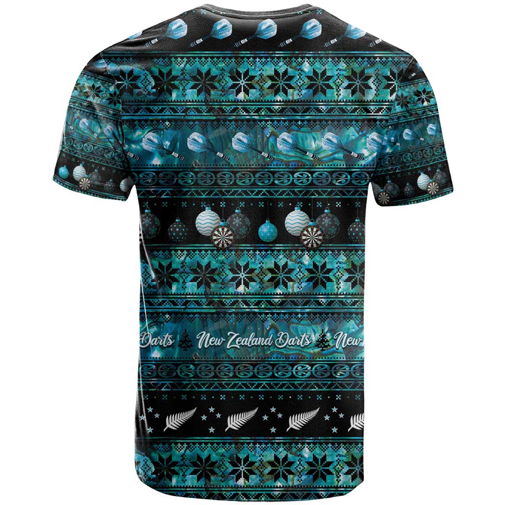 New Zealand Darts Christmas T Shirt Merry Xmas Aotearoa Maori Paua Shell - Polynesian Pride