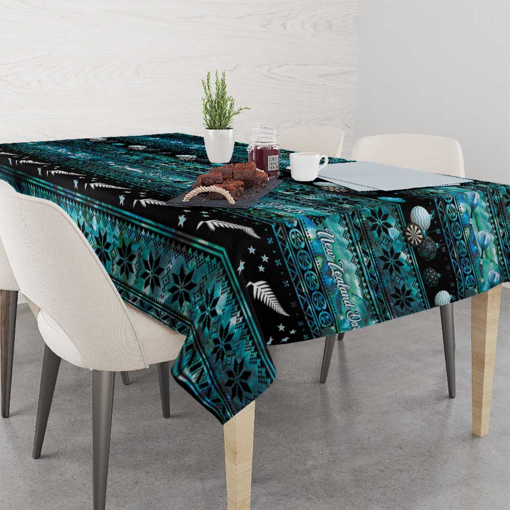 New Zealand Darts Christmas Tablecloth Merry Xmas Aotearoa Maori Paua Shell - Polynesian Pride