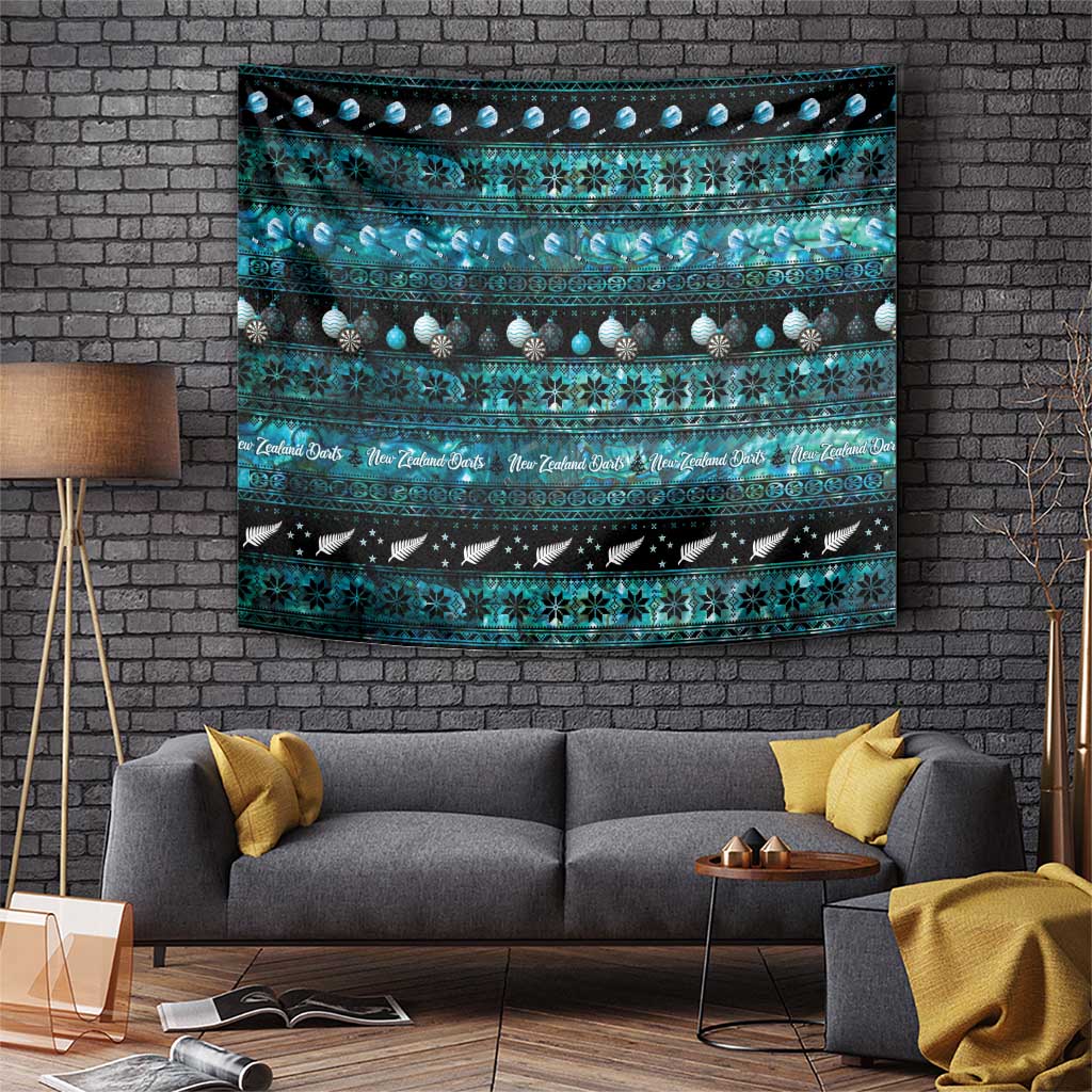 New Zealand Darts Christmas Tapestry Merry Xmas Aotearoa Maori Paua Shell - Polynesian Pride