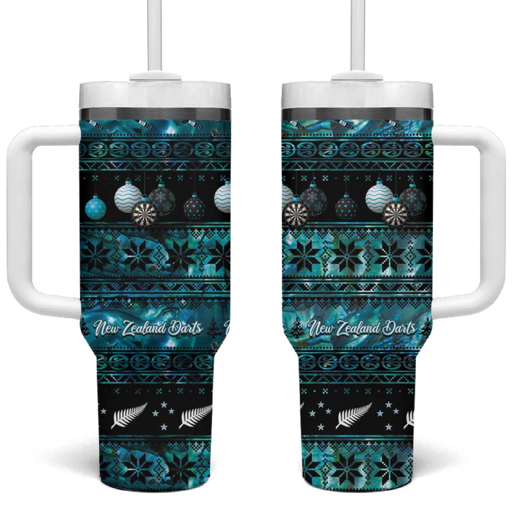 New Zealand Darts Christmas Tumbler With Handle Merry Xmas Aotearoa Maori Paua Shell - Polynesian Pride